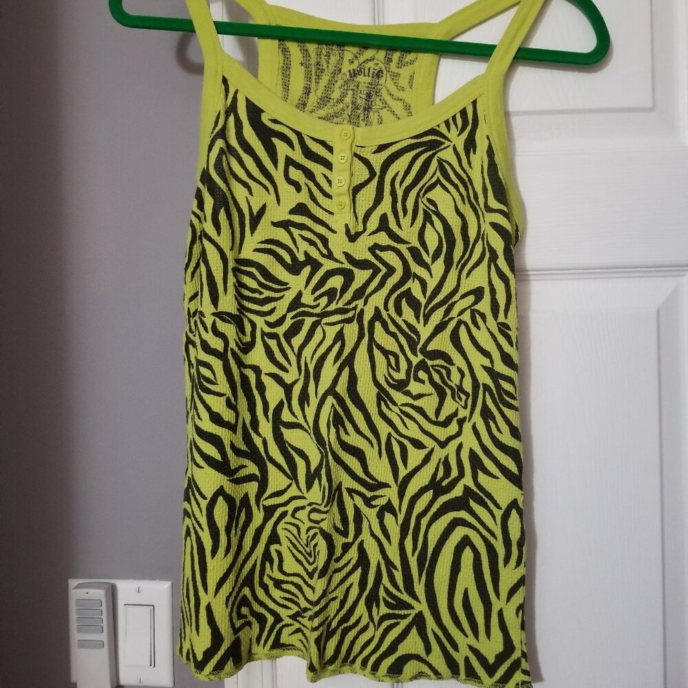 Nollie Zebra-Print Racerback Lime-Green Tank